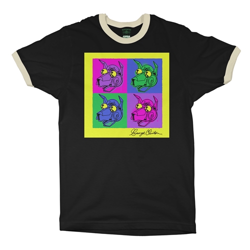 George Clinton Pop Culture Ringer T-Shirt - ringerblackcreamtrim