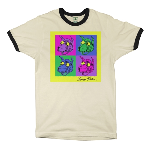 George Clinton Pop Culture Ringer T-Shirt - ringernaturalblacktrim