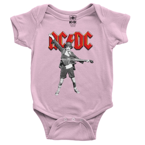 Graphic AC/DC Baby Onesie - babypink