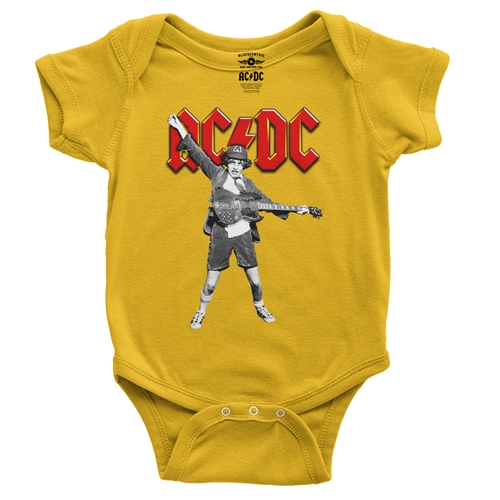 Graphic AC/DC Baby Onesie - babyyellow