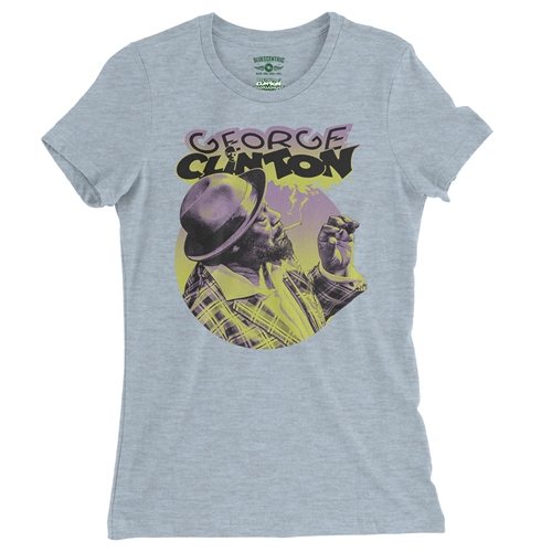 George Clinton Smoke Ladies T Shirt - Relaxed Fit - ladiesheatherprismblue