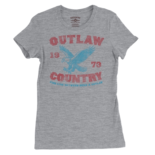 Outlaw Country 1973 Ladies T Shirt - Relaxed Fit - ladiesathleticheather