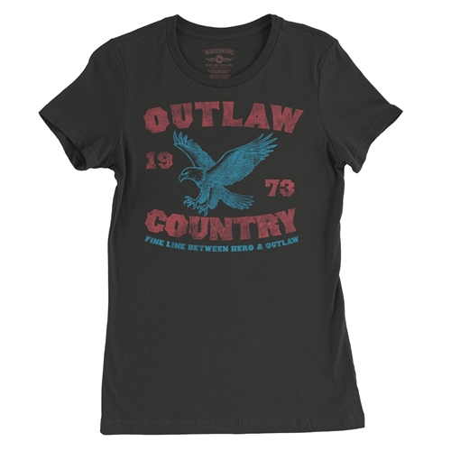 Outlaw Country 1973 Ladies T Shirt - Relaxed Fit - ladiesblack