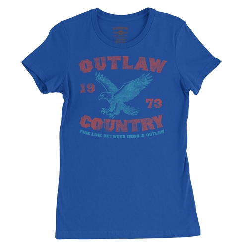 Outlaw Country 1973 Ladies T Shirt - Relaxed Fit - ladiesblue
