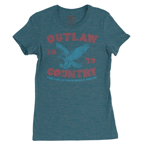 Outlaw Country 1973 Ladies T Shirt - Relaxed Fit - ladiesheatherdeepteal