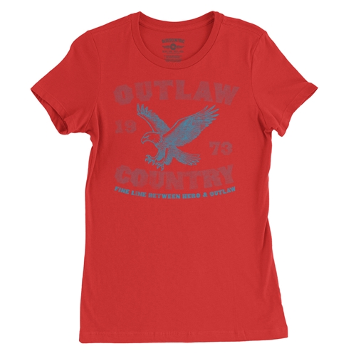 Outlaw Country 1973 Ladies T Shirt - Relaxed Fit - ladiesred