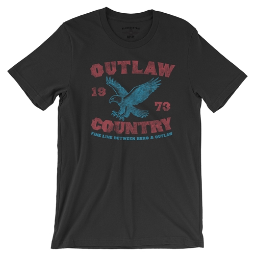 Outlaw Country 1973 T-Shirt - Lightweight Vintage Style - vintageblack