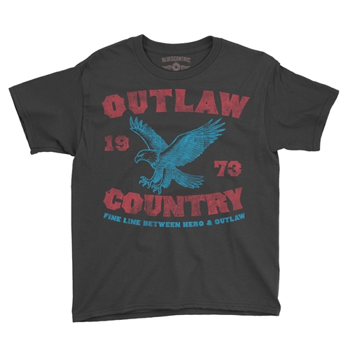 Outlaw Country 1973 Youth T-Shirt - Lightweight Vintage Children & Toddlers - youthblack