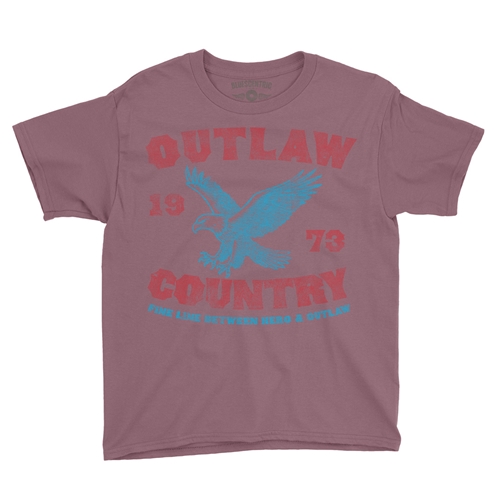 Outlaw Country 1973 Youth T-Shirt - Lightweight Vintage Children & Toddlers - youthheathermaroon