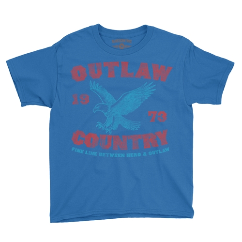 Outlaw Country 1973 Youth T-Shirt - Lightweight Vintage Children & Toddlers - youthroyalblue