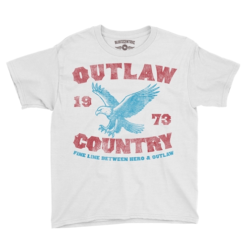 Outlaw Country 1973 Youth T-Shirt - Lightweight Vintage Children & Toddlers - youthwhite