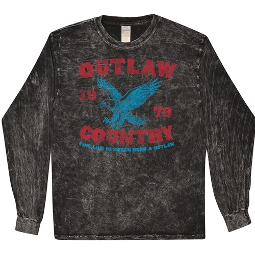 Outlaw Country 1973 Long Sleeve T-Shirt - Black Mineral Wash