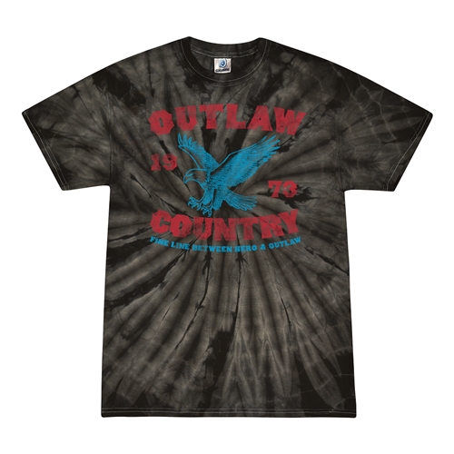 Outlaw Country 1973 Tie-Dye T-Shirt - Black
