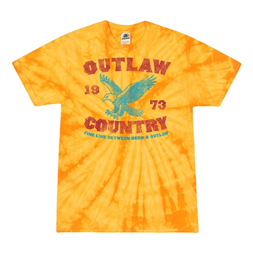 Outlaw Country 1973 Tie-Dye T-Shirt - Yellow