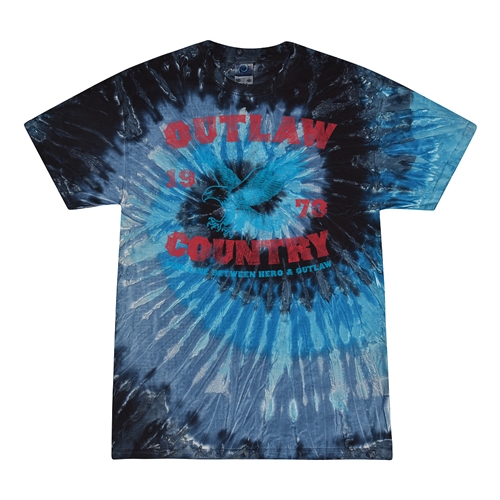 Outlaw Country 1973 Tie-Dye T-Shirt - Blue