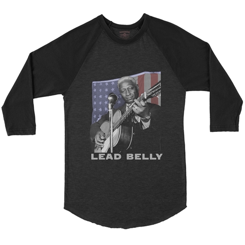 Patriotic Lead Belly Baseball T-Shirt - ringerblackcreamtrim
