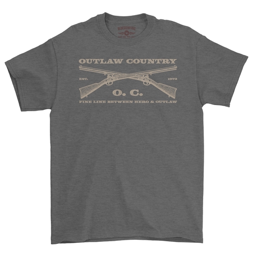 Outlaw Country Grunt T-Shirt - Classic Heavy Cotton - classicheathergrey
