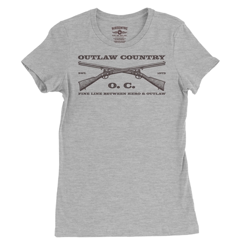 Outlaw Country Grunt Ladies T Shirt - Relaxed Fit - ladiesathleticheather