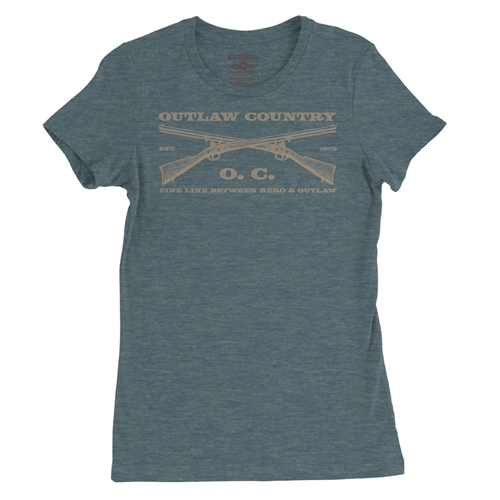 Outlaw Country Grunt Ladies T Shirt - Relaxed Fit - ladiesheatherdeepteal