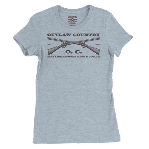Outlaw Country Grunt Ladies T Shirt - Relaxed Fit - ladiesheatherprismblue