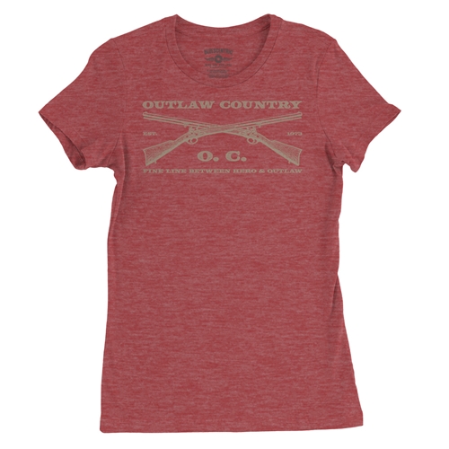 Outlaw Country Grunt Ladies T Shirt - Relaxed Fit - ladiesheatherred