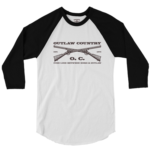 Outlaw Country Grunt Baseball T-Shirt - raglanwhiteblacksleeve