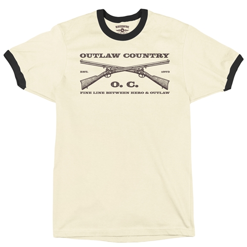Outlaw Country Grunt Ringer T-Shirt - ringernaturalblacktrim