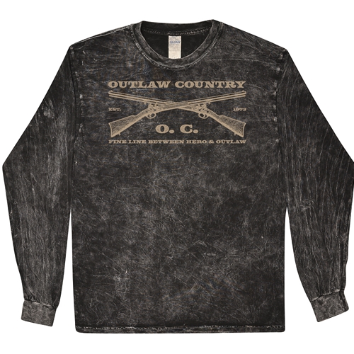 Outlaw Country Grunt Long Sleeve T-Shirt - Black Mineral Wash
