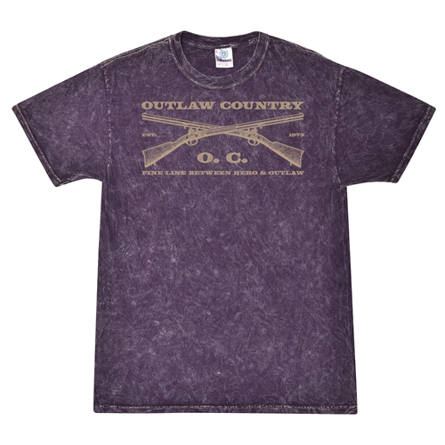 Outlaw Country Grunt T-Shirt - Purple Mineral Wash