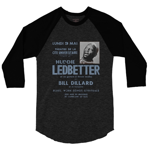 Lead Belly Poster Baseball T-Shirt - raglanblackblacksleeve