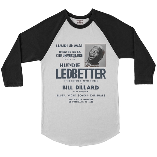 Lead Belly Poster Baseball T-Shirt - raglanwhiteblacksleeve