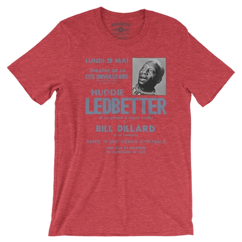 Lead Belly Poster T-Shirt - Lightweight Vintage Style - vintageheatherred