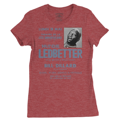 Lead Belly Poster Ladies T Shirt - Relaxed Fit - ladiesheatherred