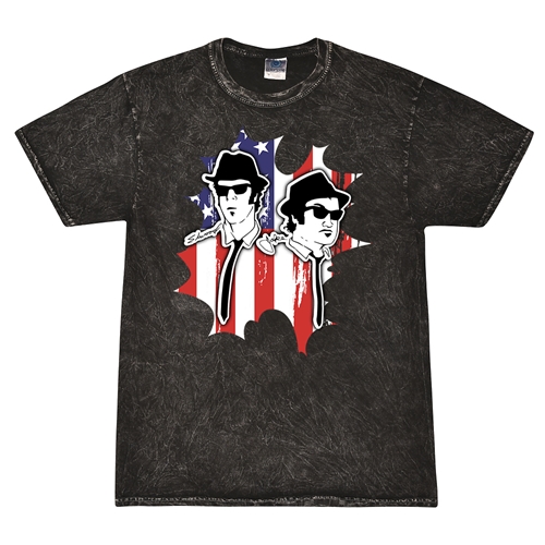 Patriotic Blues Brothers T-Shirt - Black Mineral Wash