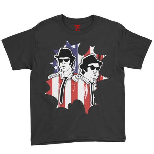 Patriotic Blues Brothers Youth T-Shirt - Lightweight Vintage Children - youthblack