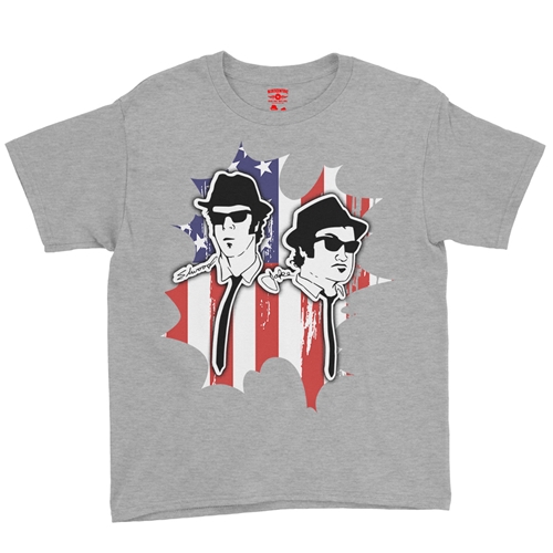Patriotic Blues Brothers Youth T-Shirt - Lightweight Vintage Children - youthheatherathletic