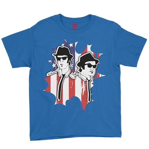 Patriotic Blues Brothers Youth T-Shirt - Lightweight Vintage Children - youthroyalblue
