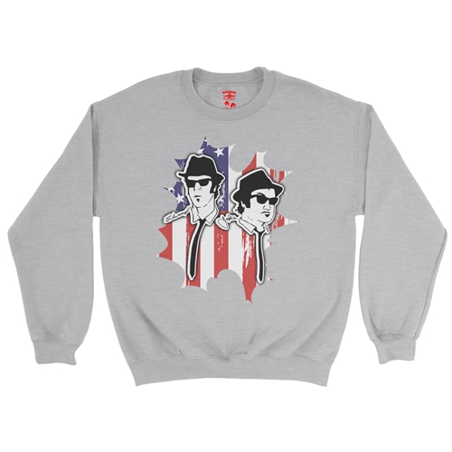 Patriotic Blues Brothers Crewneck Sweatshirt - crewneckathleticheather