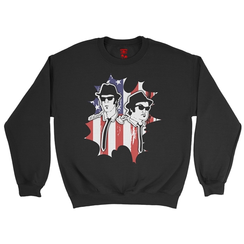 Patriotic Blues Brothers Crewneck Sweatshirt - crewneckblack