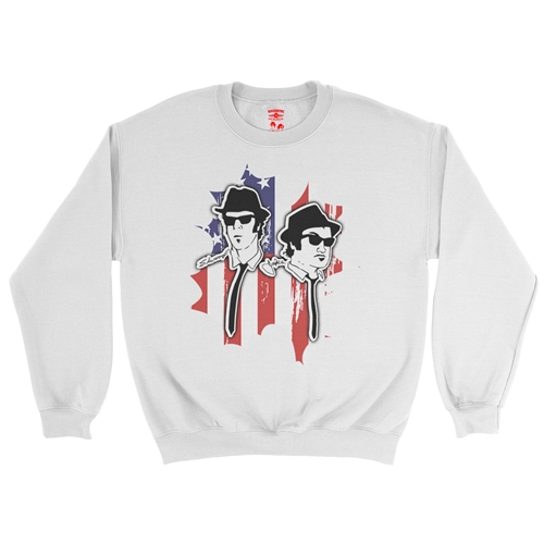 Patriotic Blues Brothers Crewneck Sweatshirt - white