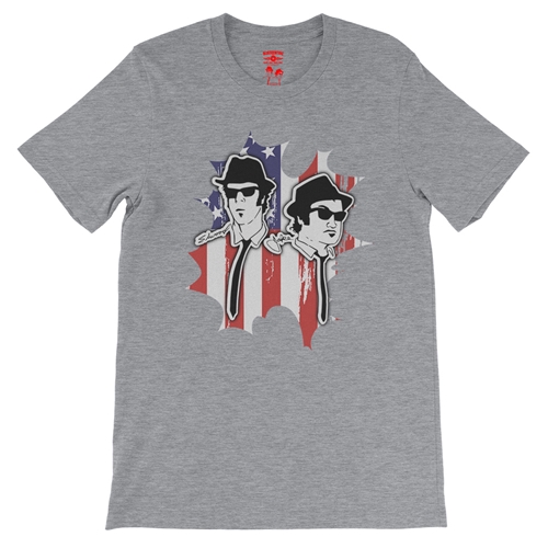 Patriotic Blues Brothers T-Shirt - Lightweight Vintage Style - vintageathleticheather