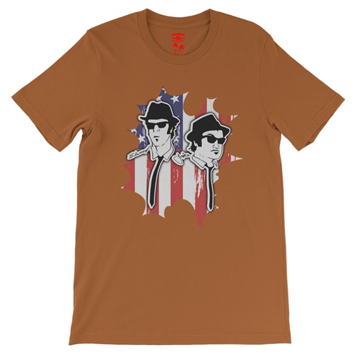 Patriotic Blues Brothers T-Shirt - Lightweight Vintage Style - vintageburntorange