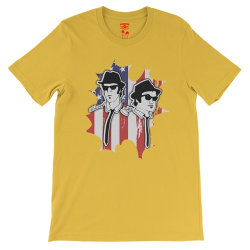 Patriotic Blues Brothers T-Shirt - Lightweight Vintage Style - vintagemaizeyellow