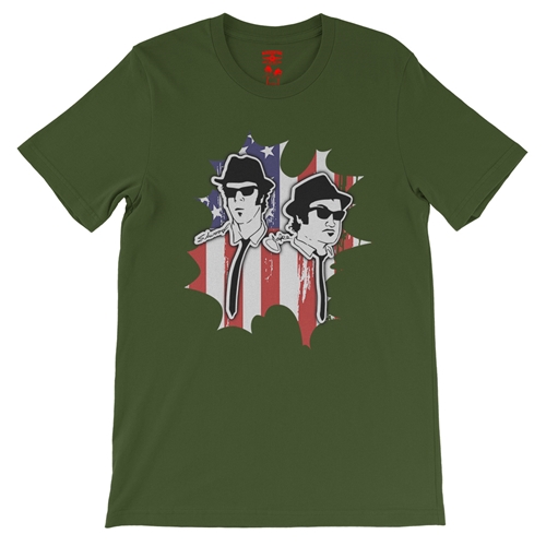Patriotic Blues Brothers T-Shirt - Lightweight Vintage Style - vintageolive