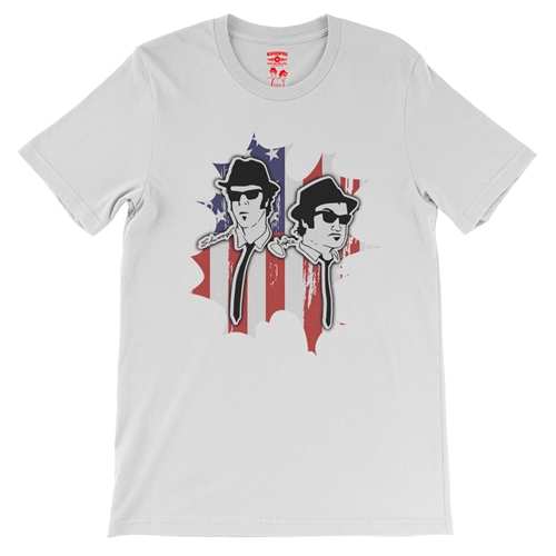 Patriotic Blues Brothers T-Shirt - Lightweight Vintage Style - vintagewhite