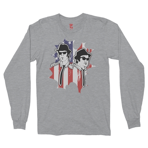 Patriotic Blues Brothers Long Sleeve T-Shirt - longsleeveathleticheather