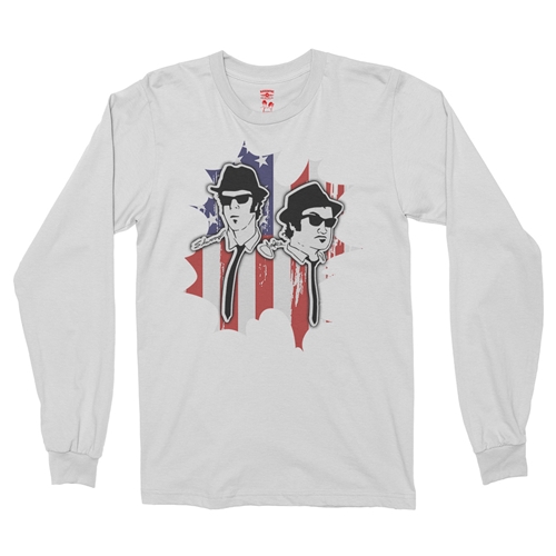 Patriotic Blues Brothers Long Sleeve T-Shirt - longsleevewhite