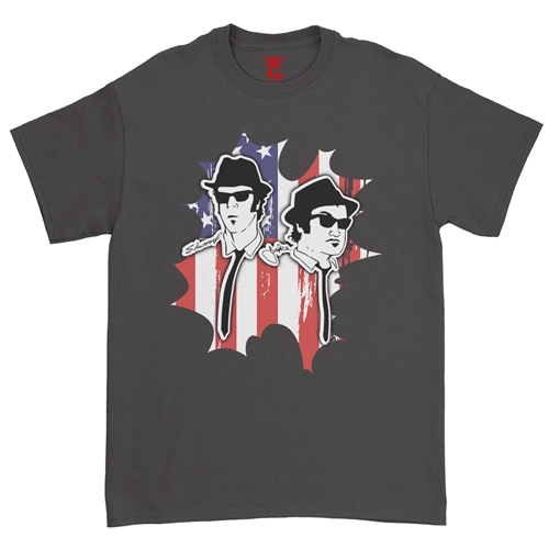 Patriotic Blues Brothers T-Shirt - Classic Heavy Cotton - classicblack