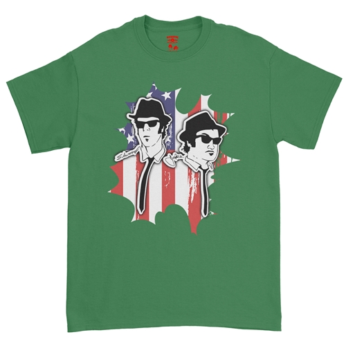 Patriotic Blues Brothers T-Shirt - Classic Heavy Cotton - classickellygreen