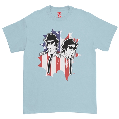 Patriotic Blues Brothers T-Shirt - Classic Heavy Cotton - classiclightblue